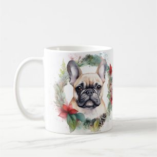 Mug Couronne de Noël Bouledogue français Chien de fête