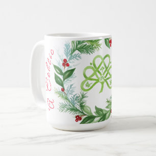 Mug Couronne de Noël celtique à l'aquarelle