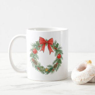 Mug Couronne de Noël classique avec nœud pour les amat