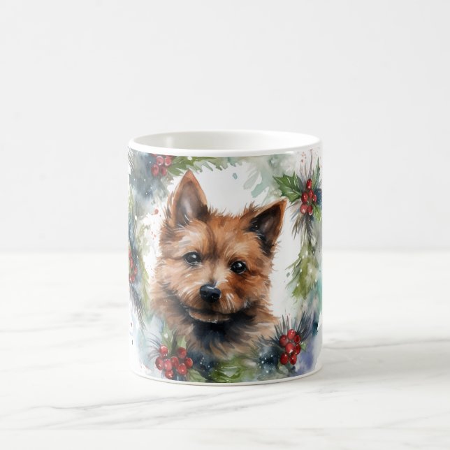Mug Couronne de Noël de Terrier Australien Chien de fê (Centre)