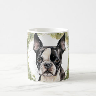 Mug Couronne de Noël de Terrier de Boston Chien festif
