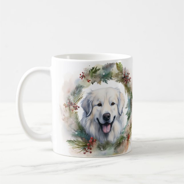 Mug Couronne de Noël des Grandes Pyrénées Chien de fêt (Gauche)