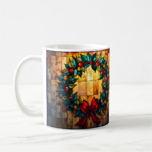 Mug Couronne de Noël en verre coloré Merry & Bright