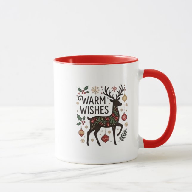 Mug Couronne de Noël Merry & Bright Poignée Verte (Droite)