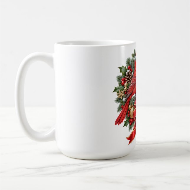 Mug Couronne de Noël persistante Cardinal d'hiver (Gauche)