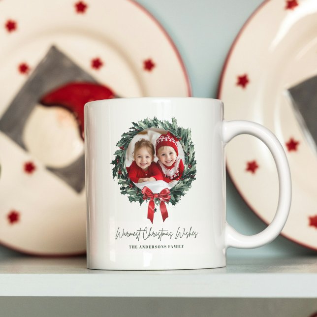 Mug Couronne de Noël personnalisée avec photo et nom (Créateur téléchargé)