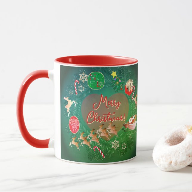 Mug Couronne de Noël Santa (Avec donut)