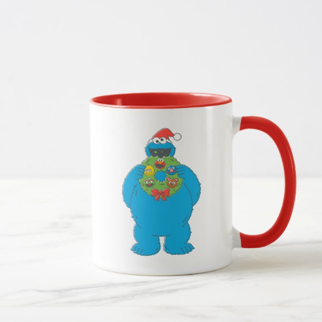 Mug Couronne de Noël vintage de Cookie Monster (Droite)