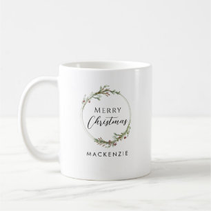Mug Couronne de nom minimaliste Joyeux Noël