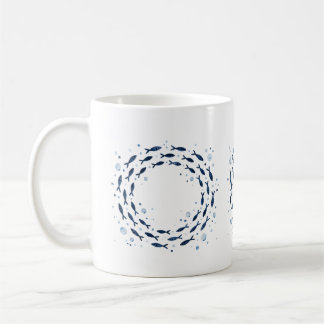 Mug Couronne de poissons bleus à l'aquarelle – Vie mar