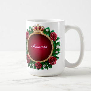Mug Couronne de roses dorées personnalisées élégantes