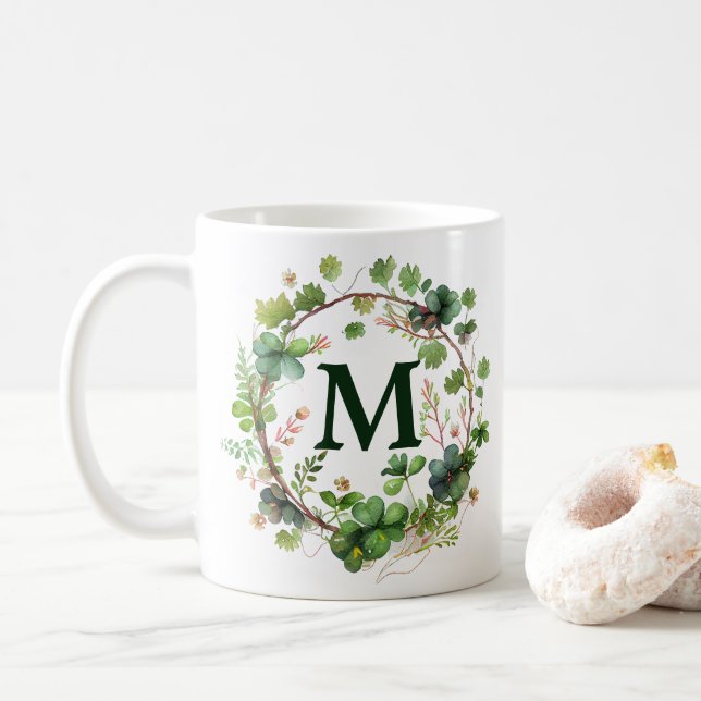 Mug Couronne de trèfle vert aquarelle Saint-Patrick (Avec donut)