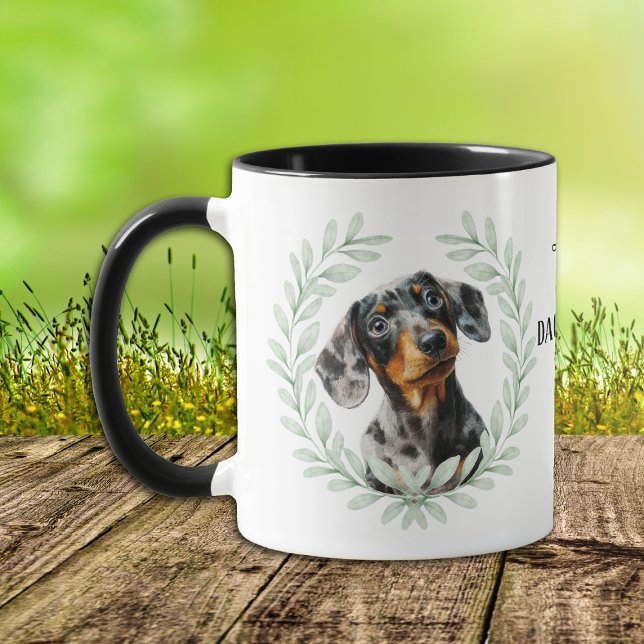 Mug Couronne d'eucalyptus Dachshund Chien Monogramme (Créateur téléchargé)