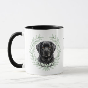 Mug Couronne d'eucalyptus Labrador noir monogramme