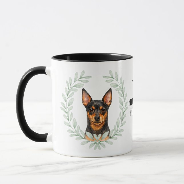 Mug Couronne d'eucalyptus Monogramme Pinscher Nain (Gauche)