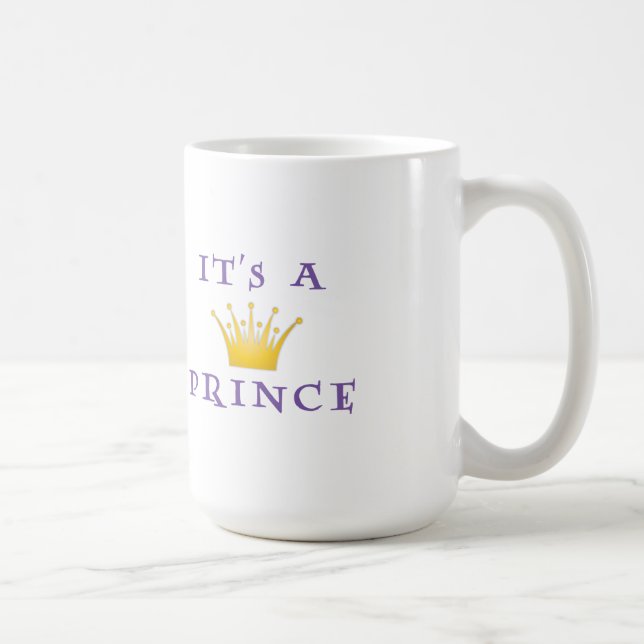 Mug Couronne d'or "It's a Prince" avec police Wizard (Droite)