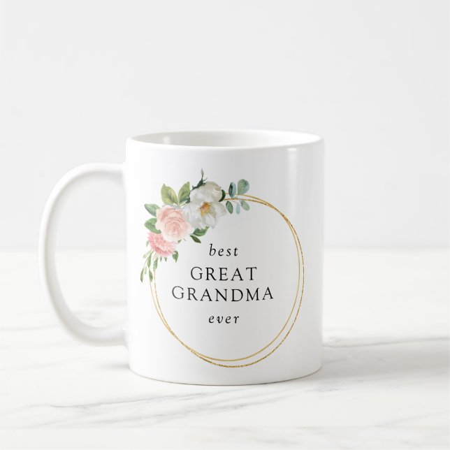 Mug Couronne d'or rose Floral meilleure grand grand-mè (Gauche)