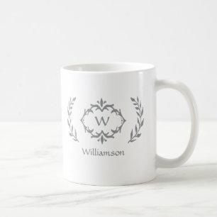 Mug Couronne élégante moderne monogrammée gris chic te
