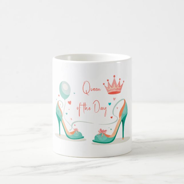 Mug Couronne et talons hauts – Thème rose et menthe gl (Centre)