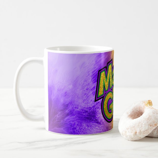 Mug Couronne festive de SlipperyJoe thème Mardi Gras r (Avec donut)