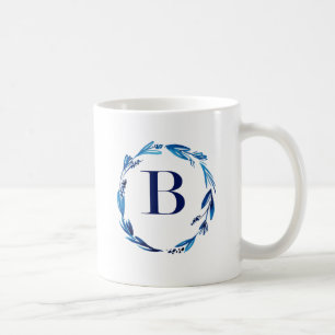 Mug Couronne florale bleue 'B'