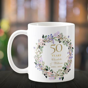 Mug Couronne florale de lavande pour le 50e anniversai