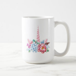 Mug Couronne florale de licorne d'aquarelle