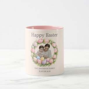 Mug Couronne florale et photo de famille Pâques person