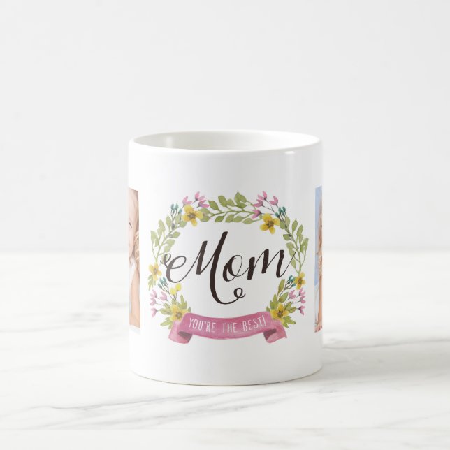 Mug Couronne florale | Modèle photo pour maman (Centre)
