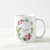 Couronne florale personnalisée de cactus aquarelle