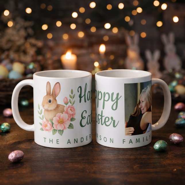 Mug Couronne florale rose et aquarelle de Pâques (Créateur téléchargé)