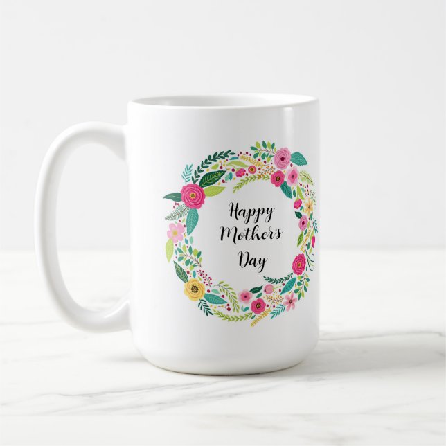 Mug Couronne florale rustique colorée (Gauche)