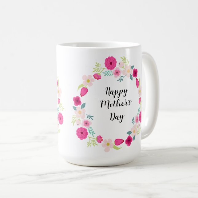 Mug Couronne florale rustique colorée (Devant droit)