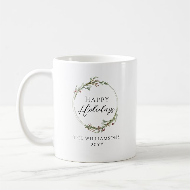 Mug Couronne minimale de nom de famille pour les fêtes (Gauche)