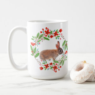 Mug Couronne rouge avec lapin / Style printemps