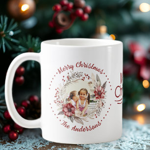 Mug Couronnes de Noël, fleurs rouges et baies