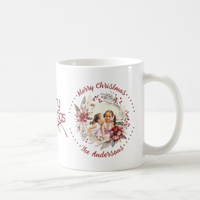 Mug Couronnes de Noël, fleurs rouges et baies (Droite)