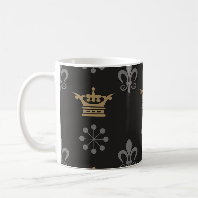 Mug Couronnes d'or sur fond d'écran noir, motif transp (Gauche)