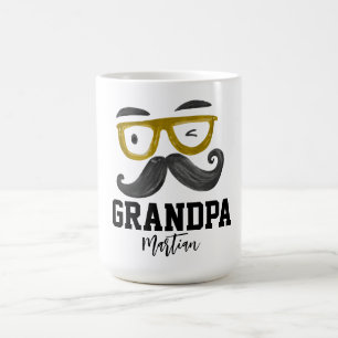 Mug Cours amusant jaune et moustache Grandpa personnal
