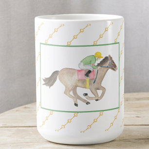 Mug Course hippique au jockey en aquarelle Derby