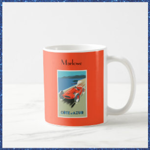 Mug Course vintage Côte d'Azur Voiture Poster de Voyag