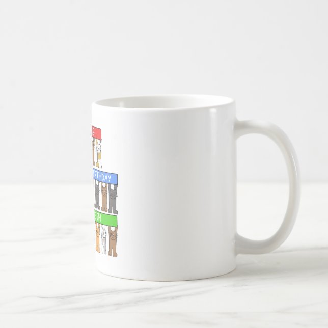 Mug Cousin de joyeux anniversaire, chats de bande (Droite)