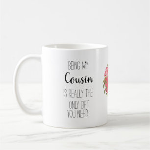 Mug Cousin moderne 'seulement cadeau 'drôle coeur flor