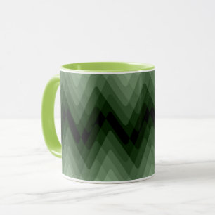 Mug Coussin jetable à zigzag vert foncé et menthe