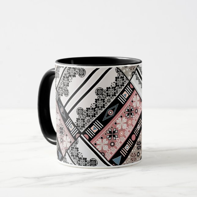 Mug Coussin jetable tribal ethno traditionnel géométri (Devant gauche)