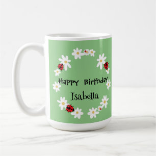 Mug Coute Polka point Ladybug Daisy Flower fête d'anni