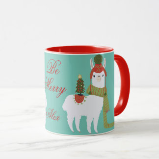Mug Coutume de lama de Noël