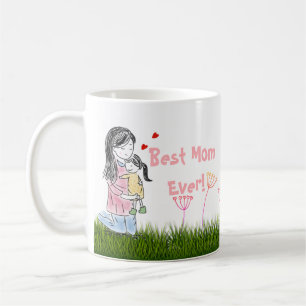 Mug Coutume d'étreinte de maman et de fille