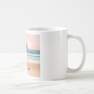 Mug Coutume Grand Chien Danse assis sur la plage