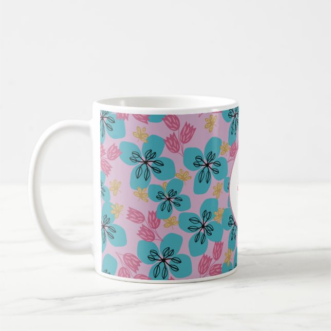 Mug coutumes mères floral élégant rose moderne (Gauche)